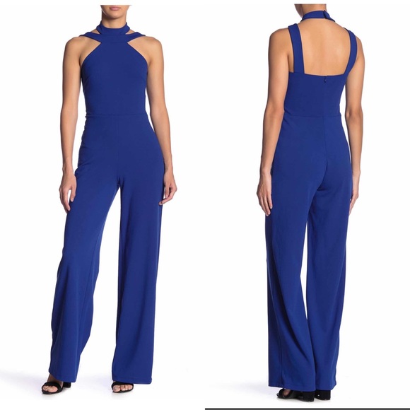 bebe choker neck jumpsuit